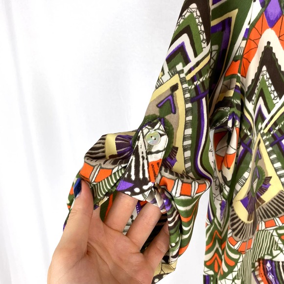 Chico's Blouse Multicolor Geometric High Low 0 (4/S) - Picture 5 of 8